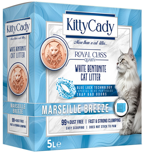 KittyCady N° 02 Marseille Breeze Marsilya sabunu kokulu beyaz bentonit kedi kumu 5L kutu